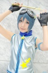 blue_hair cosplay crossplay fingerless_gloves gloves goggles kiki_(lts) little_twin_stars shina_yutsugu shorts sleeveless_blouse wand rating:Safe score:0 user:nil!