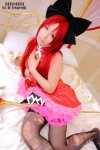 bed cosplay dress hairbow kobayakawa_saiko puella_magi_madoka_magica red_hair sakura_kyouko thighhighs torn_clothes rating:Safe score:2 user:nil!