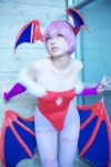 bat_wings bodysuit cosplay demon_girl detached_sleeves head_wings leotard lilith_aensland namada pantyhose purple_hair vampire_(game) rating:Safe score:8 user:nil!
