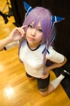 cosplay gym_uniform hair_ties little_busters! purple_hair sasasegawa_sasami shorts socks tshirt twintails yuu_(ii) rating:Safe score:1 user:pixymisa