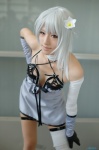bandages cleavage cosplay dress elbow_gloves gloves kaine nier pantyhose saya silver_hair rating:Safe score:3 user:nil!
