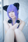 animal_ears cat_ears cosplay denim narihara_riku original overalls pantyhose purple_hair sheer_legwear tubetop rating:Safe score:0 user:nil!