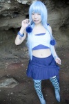 asakura_kana beach blue_hair boots cosplay croptop gundam msm-07_z'gok pleated_skirt skirt striped tank_top thighhighs zettai_ryouiki rating:Safe score:0 user:nil!