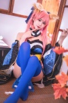 animal_ears blue_legwear cosplay fate/grand_order kimono manyu_fei_(cosplayer) pink_hair tail tamamo_no_mae thighhighs twintails rating:Questionable score:1 user:DarkSSA