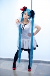 aqua_hair cosplay dress hairbows hatsune_miku thighhighs twintails uika_yukari vocaloid world_is_mine_(vocaloid) zettai_ryouiki rating:Safe score:1 user:nil!