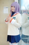 clannad cosplay fujibayashi_ryou fumi pleated_skirt purple_hair sailor_uniform school_uniform skirt thighhighs turtleneck zettai_ryouiki rating:Safe score:0 user:nil!