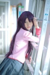 bakemonogatari blouse cosplay hina pleated_skirt purple_hair school_uniform senjougahara_hitagi skirt rating:Safe score:0 user:nil!