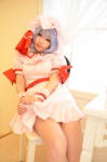 blue_hair cosplay dress dress_lift hat remilia_scarlet shizuku touhou touhou_muge_youji wings rating:Safe score:3 user:nil!