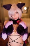 animal_ears blonde_hair cat_ears cleavage cosplay dangerous_beast elbow_gloves fate/grand_order fate/series gloves jill_(ii) marshmallow_beast mash_kyrielight rating:Safe score:0 user:nil!