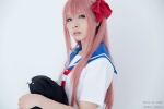 cosplay hair_ribbon haramura_nodoka kanda_midori pink_hair sailor_uniform saki_(manga) school_uniform rating:Safe score:3 user:NomadSoul