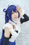 apron blue_hair cosplay detached_sleeves dress hairband hair_buns love_live!_school_idol_project maid maid_uniform shimotsuki_sato sonada_umi rating:Safe score:0 user:nil!