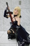 blonde_hair boots cosplay detached_sleeves dress fate/hollow_ataraxia fate/series maropapi saber_alter sword thighhighs zettai_ryouiki rating:Safe score:2 user:nil!