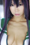ashiya_noriko busujima_saeko busujima_saeko_no_eroi_toko cleavage cosplay highschool_of_the_dead open_clothes purple_hair sailor_uniform school_uniform rating:Safe score:1 user:nil!