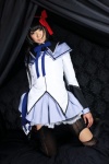 akemi_homura black_legwear cosplay hairband mahoshoujo_necoco☆magika necoco pantyhose pleated_skirt puella_magi_madoka_magica sailor_uniform school_uniform skirt torn_clothes rating:Safe score:1 user:nil!