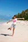 beach bikini_top denim dgc_0934 nitou_misaki ocean ponytail shorts swimsuit tshirt rating:Safe score:0 user:nil!