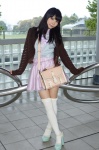 blouse hairbow himemiya_mahore shoulder_bag skirt slip sweater thighhighs zettai_ryouiki rating:Safe score:0 user:pixymisa