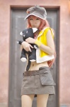 cosplay croptop hat hoodie maitako miniskirt misaki_shiki pantyhose red_hair sheer_legwear skirt stuffed_animal subarashiki_kono_sekai rating:Safe score:1 user:nil!