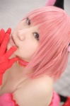animal_ears cat_ears cleavage cosplay momomiya_ichigo pink_hair saki tail tokyo_mew_mew rating:Safe score:0 user:nil!