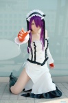 boots corset cosplay detached_sleeves fingerless_gloves gloves hairband ikkitousen kanu_unchou pantyhose purple_hair ryuuna skirt rating:Safe score:4 user:nil!