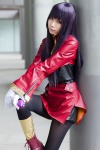 black_legwear boots cosplay gloves houtou_singi jacket natsume_(pokemon) pantyhose pokemon purple_hair rating:Safe score:4 user:Kryzz