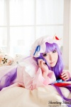bed cosplay dress hat patchouli_knowledge purple_hair robe saku sweet_garden touhou rating:Safe score:1 user:nil!