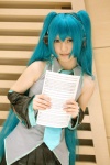 aqua_hair cosplay default_costume detached_sleeves hatsune_miku headset hina pleated_skirt skirt tie twintails vocaloid rating:Safe score:0 user:nil!