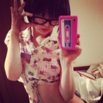 cellphone glasses iiniku_ushijima pajama_top self-shot rating:Safe score:2 user:nil!