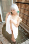 cosplay hot_tub izayoi_sakuya lenfried nude silver_hair touhou towel twin_braids wet rating:Questionable score:8 user:nil!