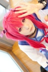 angel_beats! ayano_yuura belts bow chains collar cosplay hair_ribbons red_hair sailor_uniform scarf school_uniform twintails yui_(angel_beats!) rating:Safe score:1 user:pixymisa