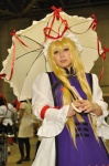 blonde_hair cosplay dress hat ribbon touhou umbrella yakumo_yukari yayo rating:Safe score:0 user:pixymisa