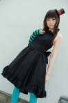 akiyama_mio cosplay dress kamishiro_hana k-on! one_elbow_glove pantyhose striped top_hat rating:Safe score:1 user:nil!
