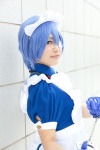 apron blue_hair bowtie cosplay eyepatch gloves hairband handcuffs ikkitousen maid maid_uniform ryomou_shimei yuuri_tsukasa rating:Safe score:0 user:pixymisa