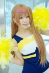 blonde_hair blouse cheerleader chuunibyou_demo_koi_ga_shitai! cosplay hair_clip nibutani_shinka orange_eyes pom_poms shimotsuki_sato side_ponytail rating:Safe score:0 user:pixymisa