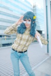 blouse blue_hair cosplay glasses headband looking_over_glasses makishima_saori nasuvi ore_no_imouto_ga_konna_ni_kawaii_wake_ga_nai trousers twintails rating:Safe score:0 user:pixymisa