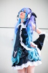 anti_the_infinite_holic_(vocaloid) blue_hair cosplay detached_sleeves dress hair_ribbons hatsune_miku headset kirimu tiered_skirt twintails vocaloid rating:Safe score:1 user:pixymisa