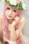 cosplay dress just_be_friends_(vocaloid) megurine_luka mikuron pink_hair vocaloid wreath rating:Safe score:2 user:nil!