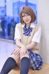 blouse cosplay kneesocks koizumi_hanayo love_live!_school_idol_project misaki pleated_skirt school_uniform skirt sweater_vest rating:Safe score:1 user:nil!