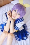 blouse bow cosplay hairbow hakuhi_kaede hiiragi_tsukasa lucky_star purple_hair sailor_uniform school_uniform rating:Safe score:1 user:pixymisa
