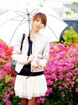 blouse brown_legwear jacket pantyhose ponytail rinami shoulder_bag tiered_skirt umbrella rating:Safe score:0 user:pixymisa