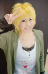 blonde_hair cosplay crossplay hoodie kagamine_len shima sukikirai_(vocaloid) tank_top vocaloid rating:Safe score:0 user:nil!