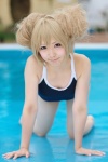 aisaka_taiga blonde_hair cosplay hair_buns koyomi pool school_swimsuit swimsuit toradora! rating:Safe score:1 user:nil!
