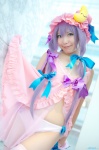 amatsuka_miyu babydoll bikini_bottom cosplay gloves hat patchouli_knowledge purple_hair swimsuit thighhighs touhou twintails rating:Safe score:2 user:nil!