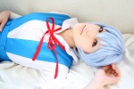 ayanami_rei bandage blue_hair cosplay neon_genesis_evangelion sailor_uniform saya school_uniform rating:Safe score:0 user:nil!