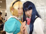 aotsuki_riku blonde_hair blue_hair cosplay furude_rika hairband higurashi_no_naku_koro_ni houjou_satoko red_eyes school_uniform tamura_akira rating:Safe score:0 user:nil!