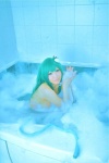 bathroom bathtub cosplay green_hair hanamura_misaki kochiya_sanae soap_suds touhou touhou_kinbauchou wet rating:Safe score:0 user:nil!