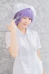 cosplay kuroneko nurse nurse_cap nurse_uniform original purple_eyes purple_hair syringe rating:Safe score:1 user:pixymisa
