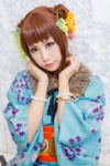 bracelet cosplay flower fruit haori hazel_eyes maiko_(ii) obi original red_hair twin_buns rating:Safe score:0 user:pixymisa