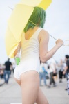 cosplay green_hair kazami_yuuka mari_(ii) pantyhose sheer_legwear swimsuit touhou umbrella rating:Safe score:0 user:pixymisa