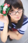 cosplay flower glasses ichigo_100 kneesocks pleated_skirt rinami sailor_uniform school_uniform skirt strawberry toujou_aya rating:Safe score:4 user:nil!