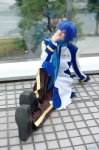 blue_hair boots coat cosplay crossplay default_costume kaito scarf trousers vocaloid yukiko rating:Safe score:0 user:nil!